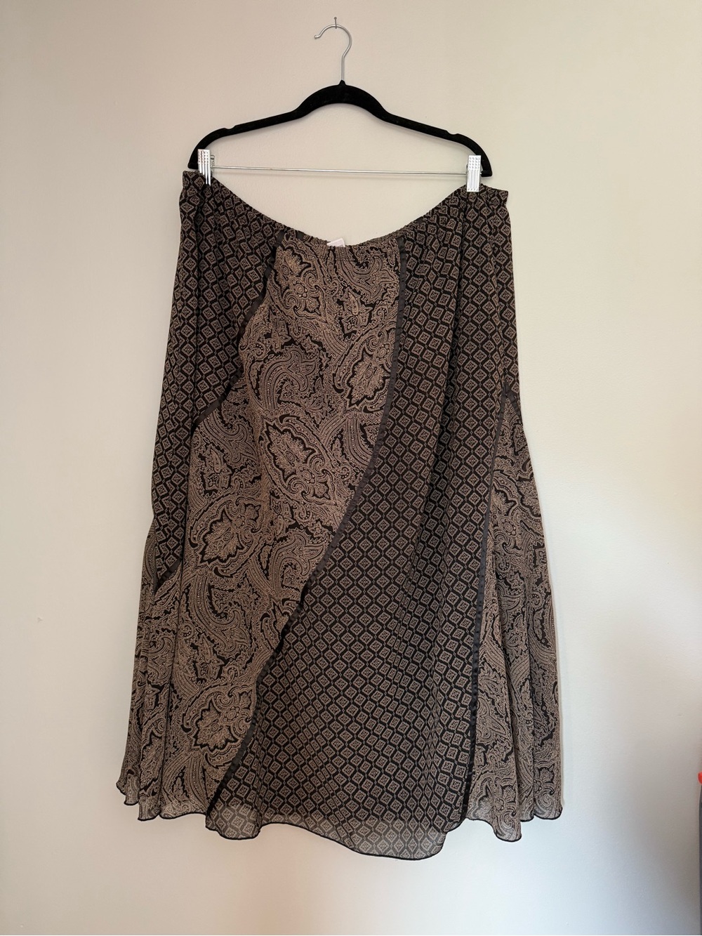 Vintage Avenue Brown Paisley & Geometric 90s Y2K Plus Size Skirt